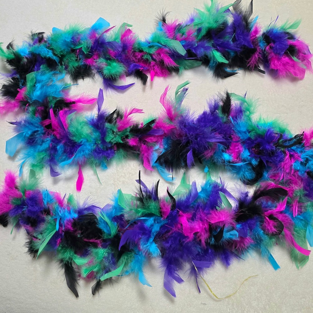 Hobby Lobby Multicolor Feather Boa Scarf Pink Teal Purple Black Hand Loops